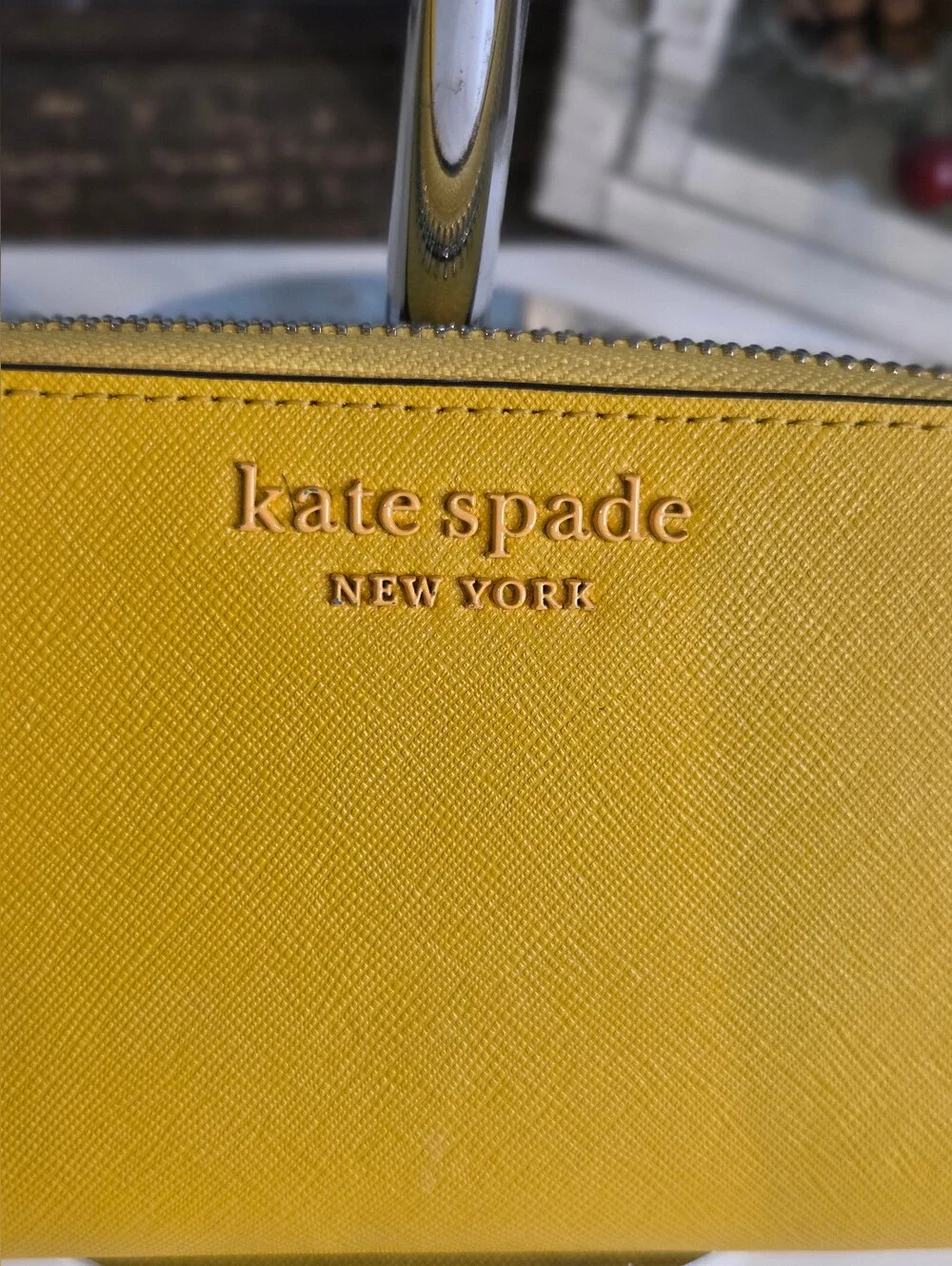 Kate Spade Spencer Yellow Saffiano Leather Zip-Around Wallet